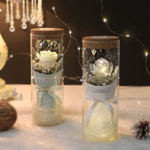 TC 2024 Nouveau Design <span class=keywords><strong>Chanson</strong></span> Rose Bouquet De Fleurs Artificielles Dans Un Bocal En Verre Pour La Vie Présent Savon Rose Feuilles De Fleurs Séchées Bouquet - Product Image 2