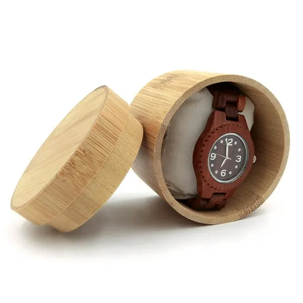 ราคาถูกแสดงไม้กรณีนาฬิกาแฮนด์เมดต่ำ MOQ ออกแบบของคุณเองกล่องนาฬิกาไม้ไผ่