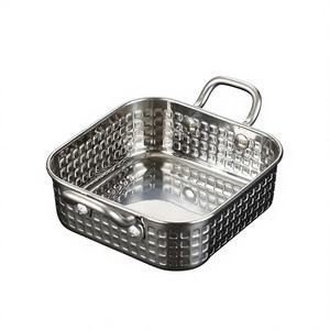 Pot à snacks rectangulaire en acier inoxydable martelé doré avec double poignée, mini seau à fruits <span class=keywords><strong>de</strong></span> <span class=keywords><strong>mer</strong></span> pour restaurant - Product Image 4
