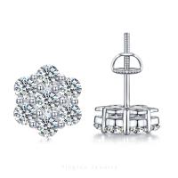 Anting Bunga Moissanite D Vvs, Perhiasan Anting Berlian Perak Sterling 925 Berkilau untuk Wanita