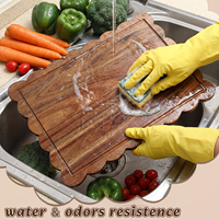 Planche à découper en bois d'acacia avec bord festonné 17 x 12 x 0,8 pouces pour la cuisine, la viande, les fruits, les légumes, le fromage