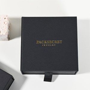 Caja de Embalaje de Joyería con Cajón Deslizante y Logotipo Personalizado, Caja de Regalo de Papel Negro para Guardar Collares, Estuche de Exhibición al por Mayor - Product Image 5