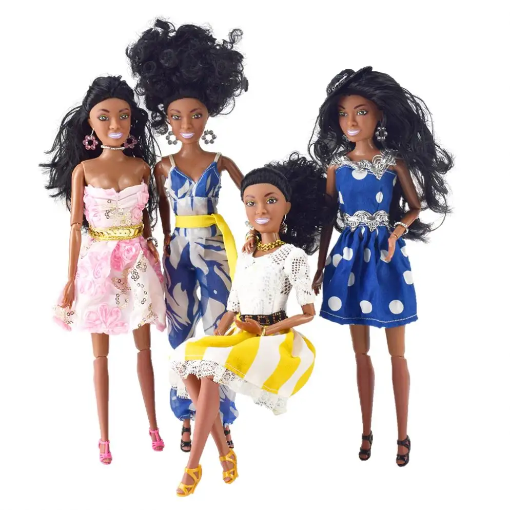 Tusalmo 13 inch black baby fashion mini american african doll toy clothes newest children Kids Holiday and Birthday gift