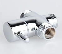 Offre Spéciale Chrome galvanoplastie 3 voies adaptateur en T pommeau de douche vanne de dérivation robinet à ouverture rapide vanne de Conversion accessoires de douche