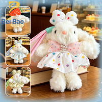 CE CPC Support Porte-clés en peluche lapin kawaii de 4 pouces avec robe à pois et sangle en silicone, mini breloque de sac en forme de lapin