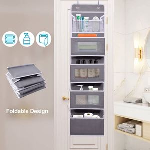 1 Pack Grey 5-<b>Shelf</b> Over Door Hanging Organizer Houseware Storage Bag with Wall Mount Containers - Product Image 5
