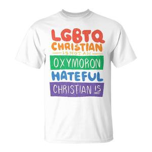 T-shirt Unisex per Adulti con Stampa Serigrafica 'LGBTQ Christian Is Not An Oxymoron' - Regalo per la Chiesa - Product Image 1