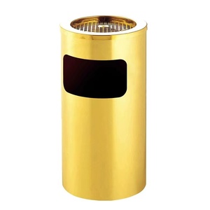 Simple Round Stainless Steel Ashtray Waste <strong>Bin</strong> for Both <strong>Smoking</strong> and Wastes - Product Image 3