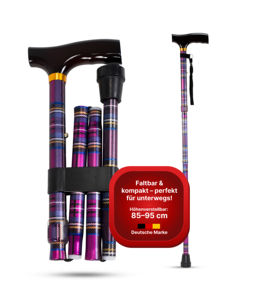 Bâton de randonnée pliable avec poignée en plastique, manche en plastique à 3 sections, pointe en acier au carbone et au tungstène, design moderne, poignée multifonctionnelle - Product Image 3