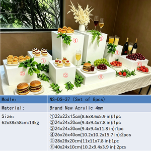 White Acrylic Buffet Food Display Stand for Wedding Party Catering Dessert <strong>Table</strong> Stands Acrylic <strong>Risers</strong> for Food Display - Product Image 4