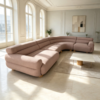 Canapé modulaire incurvé moderne avec structure en bois massif, tissu personnalisé, mobilier de luxe pour salon, ensemble de canapés d'angle en tissu incurvé