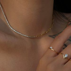 Nouvelle Bague Femme Dazan Été <span class=keywords><strong>2026</strong></span> Tendance Ins en Acier Inoxydable Plaqué Or PVD 18 carats, Minimaliste, Mignonne, Géométrique, avec Zircon Blanc - Product Image 3