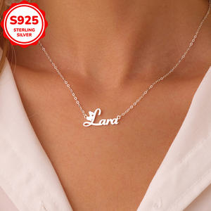 Agent de <span class=keywords><strong>recrutement</strong></span> d'usine fête des mères collier avec nom personnalisé plaque signalétique personnalisée collier en argent sterling 925 plaqué or 18 carats - Product Image 3