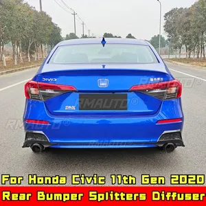 For Honda Civic 11th Gen 2022 Body Kit Rear Bumper <b>Lip</b> <b>Splitters</b> Diffuse Carbon Fiber Look Sport Style Car Accessories - Product Image 1