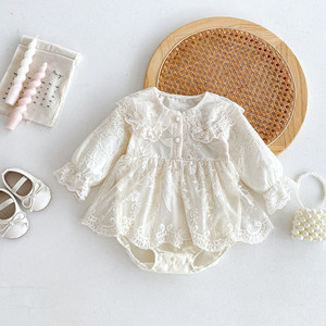 Babykleding Lente Herfst Meisjes Romper Eén Maand Honderd Dagen Prinsessenjurk Pasgeboren Rompertje Eerste Verjaardag Feestelijke Kleding Katoen - Product Image 2