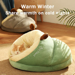 Cama para mascotas de fibra en forma de zapatilla acogedora ecológica para perros y gatos, nido de cueva duradero para mascotas en verde/azul/gris para uso diario - Product Image 6