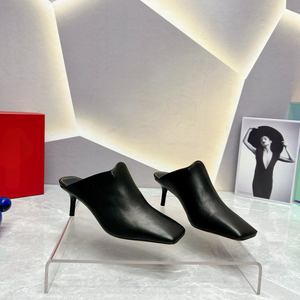 Zapatos de Tacón Alto Tipo Stiletto con Punta Cuadrada para Mujer, de Cuero, Impermeables, Transpirables, Antideslizantes, Desechables, para Primavera/Verano - Product Image 1