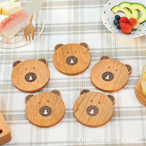Sous-verre en bois en forme d'ours, isolant thermique, pour café, thé, boissons, utilisation sur table - Product Image 2