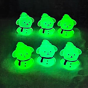 Boneka anjing kepala manusia salju, ornamen lanskap mikro Resin bercahaya kartun ramah lingkungan baru Natal - Product Image 3