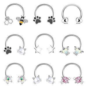Modischer Körperschmuck Hochwertiger Labret Zirkon Piercing-<span class=keywords><strong>Ring</strong></span> Edelstahl Hufeisen Septum Lippen Nasenstecker Ringe - Product Image 6
