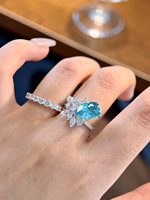 Bague en or blanc 18 carats avec diamant Paraiba cultivé en laboratoire, poids total 4,78 g, poids de la pierre 5,306 ct, bijoux fins pour la vente en gros et au détail