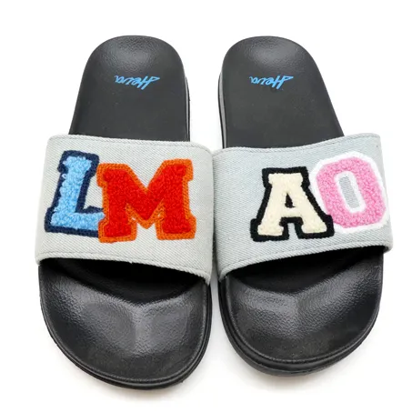 Popular embroidery slippers for ladies Beach outdoor towel woman's flat sandals