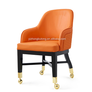 Silla de Casino giratoria con patas de Metal, asiento de cuero, altura ajustable, 360 grados, con ranuras - Product Image 2