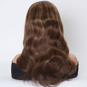 Premier hair boby Wave <span class=keywords><strong>Brown</strong></span> balayage color sin cola peluca frontal de encaje Peluca de cabello humano de alta calidad - Product Image 1