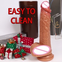 Dildo Realista de Silicona Líquida para Adultos con Control Remoto, Telescópico, con Funciones de Vibración Suave, Empuje y Rotación - LM-B01-1