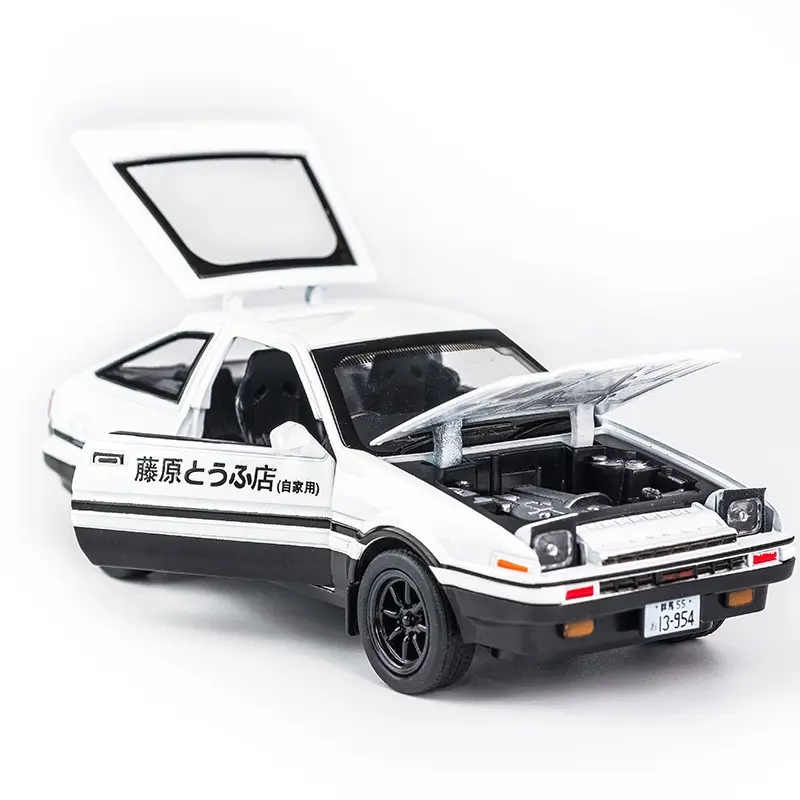 Coleção ae86 sedan diecast carro, modelo, brinquedo de simulação para crianças, puxar para trás, liga, carro com som/luz, simulação, carro de metal