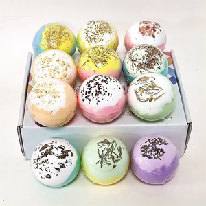 Marque privée Bombe de bain relaxante Boule de bain à fleurs végétaliennes Bombe de bain pétillante 12 Pcs Coffret cadeau pour hommes femmes - Product Image 2