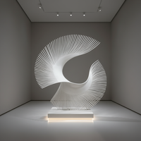 Sculpture personnalisée en acier inoxydable 304 de grande taille, finition blanc mat, design en spirale torsadée pour logo de paysage urbain moderne