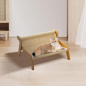 Griffoir pour chat en bois, résistant à l'usure, avec tapis en sisal, structure d'escalade, transat et chaise en sisal pour chats - Product Image 5
