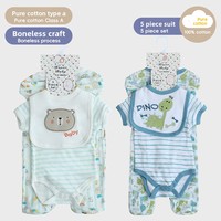 Combinaison bébé en coton pur à motif dinosaure RTS, ensemble de vêtements pour nouveau-né 5 pièces, boutons cachés, fabrication d'usine