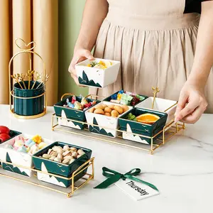 Bắc Âu Lưới Vàng Rim Trái Cây Sấy Khô Tấm Tráng Miệng Snack Bát Salad Thực Phẩm Nut Lưu Trữ Thủy Tinh Nhỏ Món Ăn Chủ Bộ Đồ Ăn