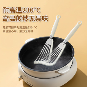 <b>Silicone</b> Stainless Steel Spatula Fan Shaped Butterfly Handle For Frying Fish Non Stick Pan Cooking <b>Tool</b> High Temperature - Product Image 5