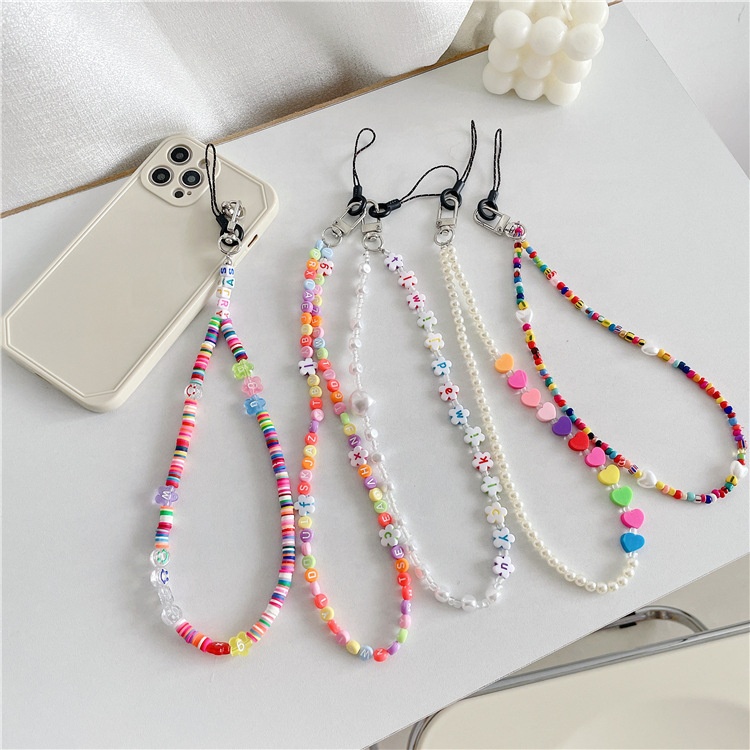 Анти-осеннее детское платье, красивое платье для девочек пользовательских мобильных телефонных цепочек разноцветными буквами акриловые бусины чехол для телефона с ремешком на руку подвески ремни полиэстер
