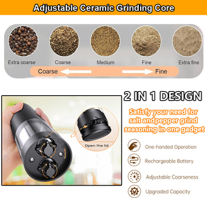 2025 nouveau Design cuisine <span class=keywords><strong>moulin</strong></span> à <span class=keywords><strong>poivre</strong></span> 110ml <span class=keywords><strong>grande</strong></span> capacité 2 en 1 USB Rechargeable électrique sel et <span class=keywords><strong>poivre</strong></span> <span class=keywords><strong>moulin</strong></span> ensemble Shaker - Product Image 4