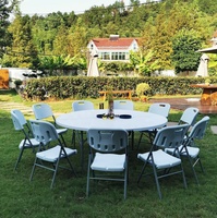 Table pliante d'extérieur portable, table de jardin pliable, tables et chaises rondes en plastique blanc de 4 pieds pour événements et fêtes, Mesa Plegables