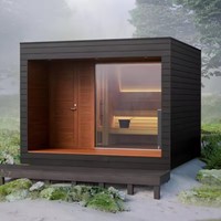 Ruang Sauna Kubus Desain Modern untuk 2-6 Orang, Uap Kering, Daya 6kw, Kayu Pinus Hemlock Red Cedar, Panel Kontrol Pemanas Kayu Solid