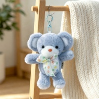 Porte-clés ours en peluche mignon et coloré, pendentif ours en peluche doux avec nœud à pois, breloque de sac, cadeau pour enfants, personnalisable