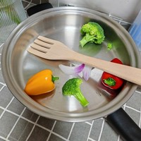 Ensemble de 4 ustensiles de cuisine en bois de hêtre non peint de 30 cm : Spatule, Cuillère, Fourchette pour poêles antiadhésives