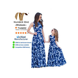 All'ingrosso estate genitore bambino senza maniche O collo stampa vita alta sottile Maxi abito <span class=keywords><strong>madre</strong></span> figlia vestiti abbinati - Product Image 1