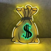 Letrero Luminoso LED de Acrílico con Diseño de Bolsa de Dólares, Impresión UV Personalizada, Resistente al Agua IP65, para Decoración de Interiores/Exteriores