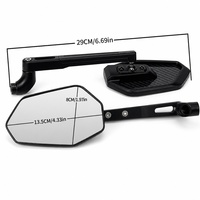 Rétroviseur de moto HD en alliage d'aluminium, rétroviseur avant universel, filetage 10 mm, noir, garantie premium de 12 mois, sécurité, ajustement universel