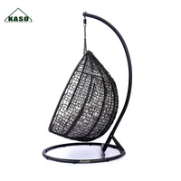 Balançoires de jardin Patio meubles d'extérieur auvent pliant suspendu acrylique support bois oeuf chaise balançoire noir