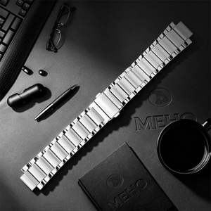 Bracelet de montre en acier inoxydable 316L, bracelet à maillons argentés, fermoir papillon, bracelet de remplacement pour hommes - Product Image 1