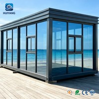 Maison conteneur préfabriquée en verre personnalisable de 40 pieds, facile à assembler, pour bureau