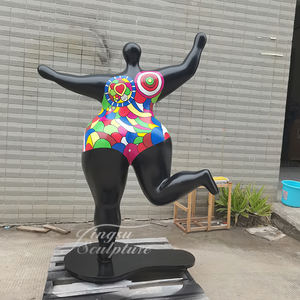 Conception populaire conception moderne western sculpture d'art de grosse femme nue en fibre de verre grandeur nature - Product Image 4