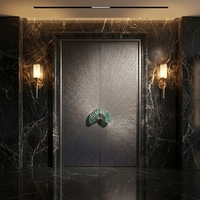 Porte d'entrée battante en aluminium moulé sur mesure YDNCN, double porte d'entrée moderne de luxe, texture sculptée, zincé, sécurité, pour villa principale